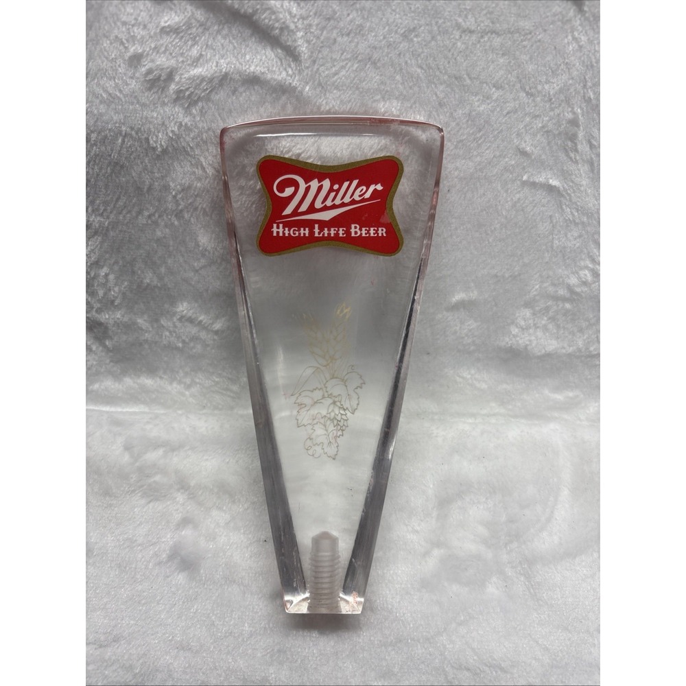 Vintage Miller High Life Clear Acrylic Lucite Beer Tap Handle 6"